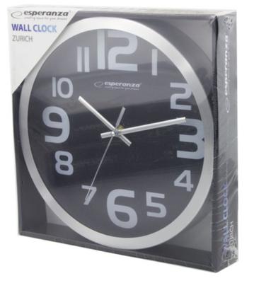 Esperanza EHC013K Wall Clock - Zurich - Black Kwartsklok Ovaal Zwart, Wit