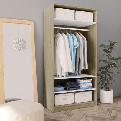 vidaXL Kledingkast 100x50x200 cm spaanplaat wit en sonoma eiken
