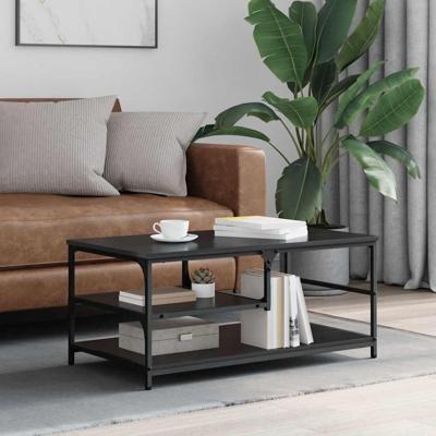 Salontafel Zwart Eiken 90 x 49 x 40 cm Bewerkt hout