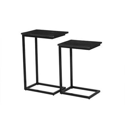 Livingfurn Laptoptafel 'Norris' Mangohout en staal, Set van 2 stuks