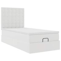 Ottoman bed met matras en LED's 90x200cm kunstleer wit - thumbnail