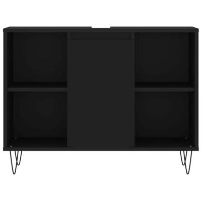 Badkamerkast 80x33x60 cm bewerkt hout zwart