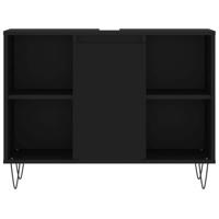 Badkamerkast 80x33x60 cm bewerkt hout zwart - thumbnail