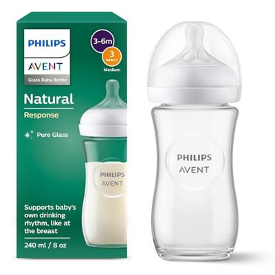 Glazen flesje 240 ml Philips AVENT Natural Response doorzichtig