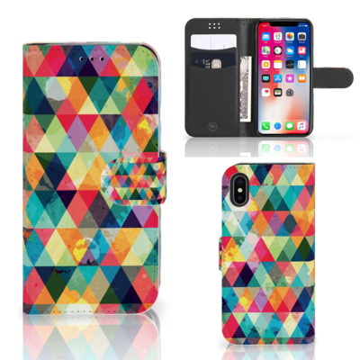 Apple iPhone X | Xs | Telefoon Hoesje | Geruit | Portemonnee hoesje Apple iPhone X | Xs | Telefoon Hoesje | Geruit | Portemonnee hoesje