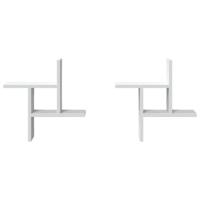Wandschappen 2 st 38x12x38 cm bewerkt hout wit - thumbnail