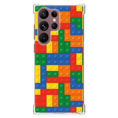 Samsung Galaxy S23 Ultra Doorzichtige Silicone Hoesje Blokken Samsung Galaxy S23 Ultra Doorzichtige Silicone Hoesje Blokken