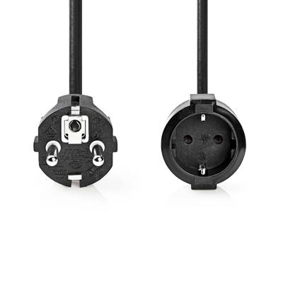 Nedis Stroomkabel | Type F (CEE 7/7) Male | Type F (CEE 7/7) Female | Recht | Recht | Vernikkeld | 5.00 m | Rond | PVC | Zwart | Label - CEGL10200BK50