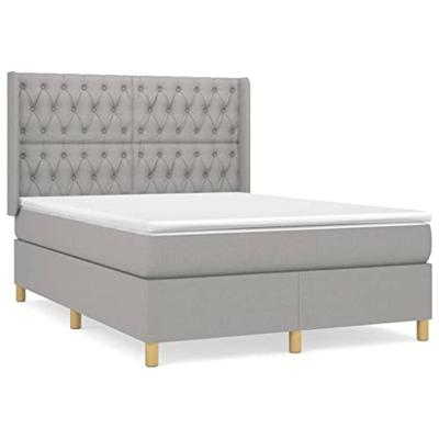 Boxspring met matras stof lichtgrijs 140x190 cm