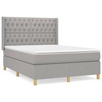 Boxspring met matras stof lichtgrijs 140x190 cm - thumbnail