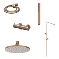 Regendoucheset IVY Bond Opbouw Thermostatisch 25 cm Medium Staaf Handdouche Geborsteld Mat Koper PVD - thumbnail