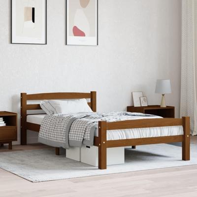 Bedframe massief grenenhout honingbruin 90x200 cm
