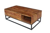 In hoogte verstelbare salontafel MAKASSAR FUNCTION 110cm massief sheeshamhout met opbergruimte metaal - 40299 - thumbnail