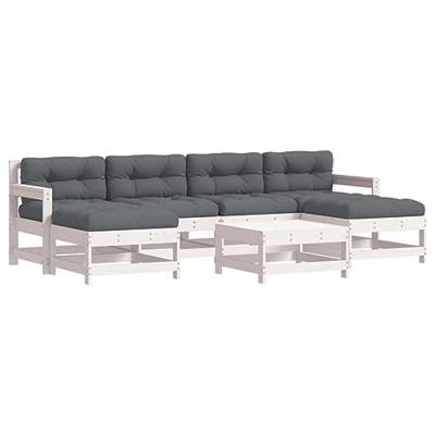 7-delige Loungeset met kussens massief hout wit