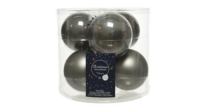 Kerstbal glas d8 cm warm grijs ass 6st Decoris - Decoris