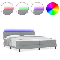 Boxspringbed met matras en LED stof lichtgrijs 200x200 cm - thumbnail