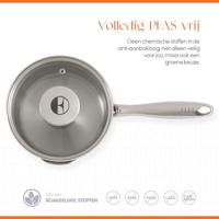 ELLE Gourmet Classique Steelpan met Deksel - Ø 16cm - Zonder anti-aanbaklaag - RVS - thumbnail