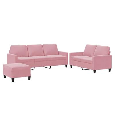 3-delige Loungeset met kussens fluweel roze