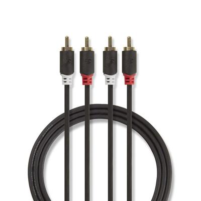 Stereo audiokabel | 2x RCA male - 2x RCA male | 1,0 m | Antraciet