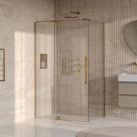 BRAUER Stellar douchecabine met draaideur helder glas 120x100x200 omkeerbaar incl. glascoating PVD goud geborsteld - thumbnail