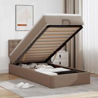 Ottomaanse bed met matras 90x190cm kunstleer cappuccinokleurig - thumbnail