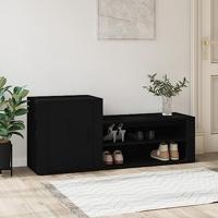 VidaXL Schoenenkast 130x35x54 cm bewerkt hout zwart - thumbnail