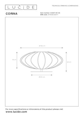 Lucide CORINA - Tafellamp - Ø 40 cm - 1xE27 - Zwart Lucide CORINA - Tafellamp - Ø 40 cm - 1xE27 - Zwart