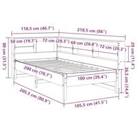 Bed met boekenkast zonder matras grenenhout wit 100x200 cm - thumbnail