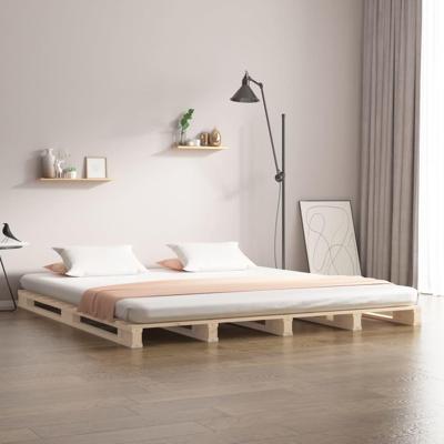 Palletbed massief grenenhout 140x190 cm