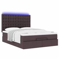 Ottoman bed met matras en LED's 140x190cm stof donkerbruin - thumbnail