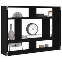 Wandschap 75x16x55 cm bewerkt hout zwart eikenkleur - thumbnail