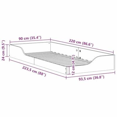 Bedframe Wasbruin 90 x 220 cm Massief grenenhout
