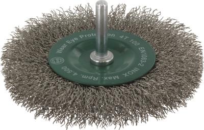 Rotec Stiftborstel sch.6mm Ø100x0,30 mm x 12 mm gegolfd RVS draad - 7980350 - 798.0350 Rotec Stiftborstel sch.6mm Ø100x0,30 mm x 12 mm gegolfd RVS draad - 7980350 - 798.0350