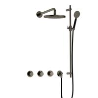 Hotbath Cobber IBS70 Regendoucheset inbouw - 38.5cm wandarm - 20cm ronde hoofddouche - 3 standen handdouche - glijstang - verouderd ijzer IBS70AI17 - thumbnail