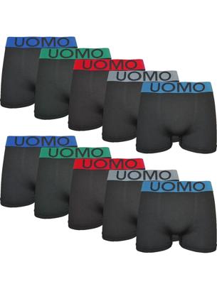 Uomo 10-Pack Heren Boxershort microfiber - 9203 - Multipack naadloze heren onderbroeken - Zwart - Voordeelverpakking