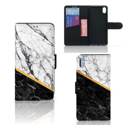 Xiaomi Redmi 7A | Bookcase | Marmer Wit Zwart - Origineel Cadeau Man Xiaomi Redmi 7A | Bookcase | Marmer Wit Zwart - Origineel Cadeau Man