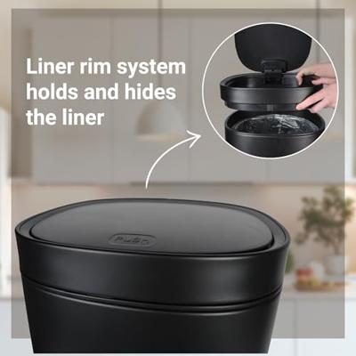 Desq Afvalemmer 50 liter – touch-afvalemmer, onzichtbare bevestigingsring voor vuilniszakken, roestvrij staal, softclose, Dutch Design, zwart Desq Afvalemmer 50 liter – touch-afvalemmer, onzichtbare bevestigingsring voor vuilniszakken, roestvrij staal, softclose, Dutch Design, zwart
