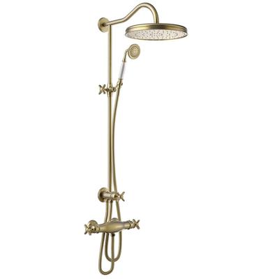 Regendoucheset Tres Clasic Thermostatische Opbouw Incl. Handdouche Doucheslang 170 cm Verouderd Messing Regendoucheset Tres Clasic Thermostatische Opbouw Incl. Handdouche Doucheslang 170 cm Verouderd Messing