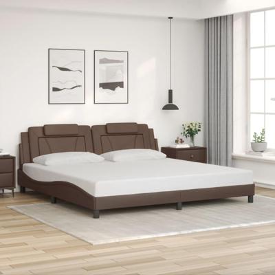 Bedframe met hoofdbord kunstleer bruin 200x200 cm