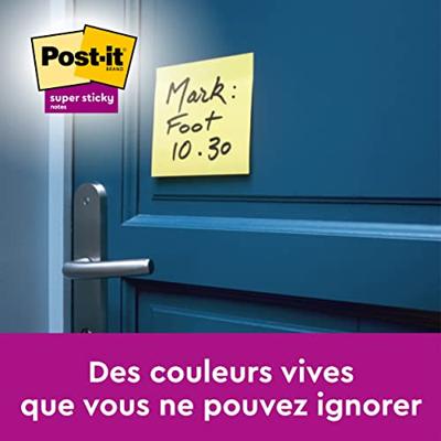 Post-It Super Sticky Notes, 90 vel, ft 76 x 76 mm, geel, 8 + 4 GRATIS