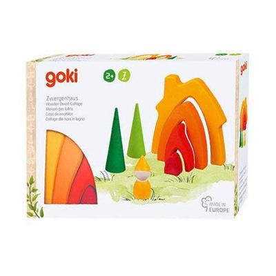 Goki houten dwergenhuisje bouwblokken, 7dlg. Goki houten dwergenhuisje bouwblokken, 7dlg.
