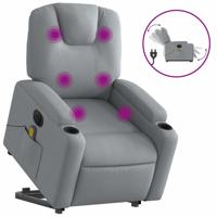 Sta-op-massagestoel elektrisch verstelbaar stof lichtgrijs - thumbnail