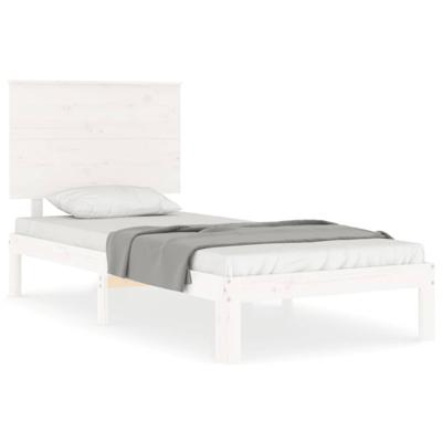 Bedframe met hoofdbord massief hout wit