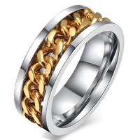 Stalen herenring met Cubaanse gouden ketting-21.5mm - thumbnail