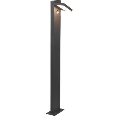 LED Tuinverlichting met Bewegingssensor - Staande Buitenlamp - Trion Ihson XL - 8W - Warm Wit 3000K - Draaibaar - Rechthoek - Mat Antraciet - Aluminium