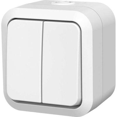 Waterdichte dubbele tweewegschakelaar - QUARX - Aqua Pro - IP55 - 250V - 10AX - Snelkoppeling - Wit