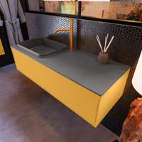 Badkamermeubelset Mondiaz Erin 120 cm met 1 Lade met RIDGE Wastafel Links Dark grey met 1 kraangat Greeploos Mat Ocher - thumbnail