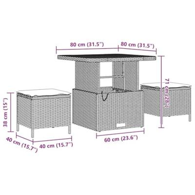 Tuin Sofa Set met kussen 9 pcs Beige, Crème 80 x 80 x 71 cm