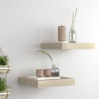 Wandschappen zwevend 2 st 23x23,5x3,8 cm MDF eikenkleurig - thumbnail