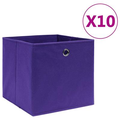 Opbergboxen 10 st 28x28x28 cm nonwoven stof paars Opbergboxen 10 st 28x28x28 cm nonwoven stof paars